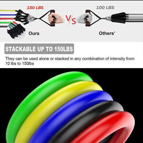 11Pcs Fitness Equipment Resistance Band Set 